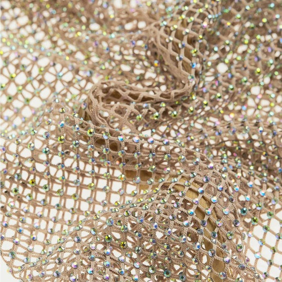 H&m - Sparkling Mesh Dress in Gold and Beige - XXL - NEW! - Picture 2 of 12